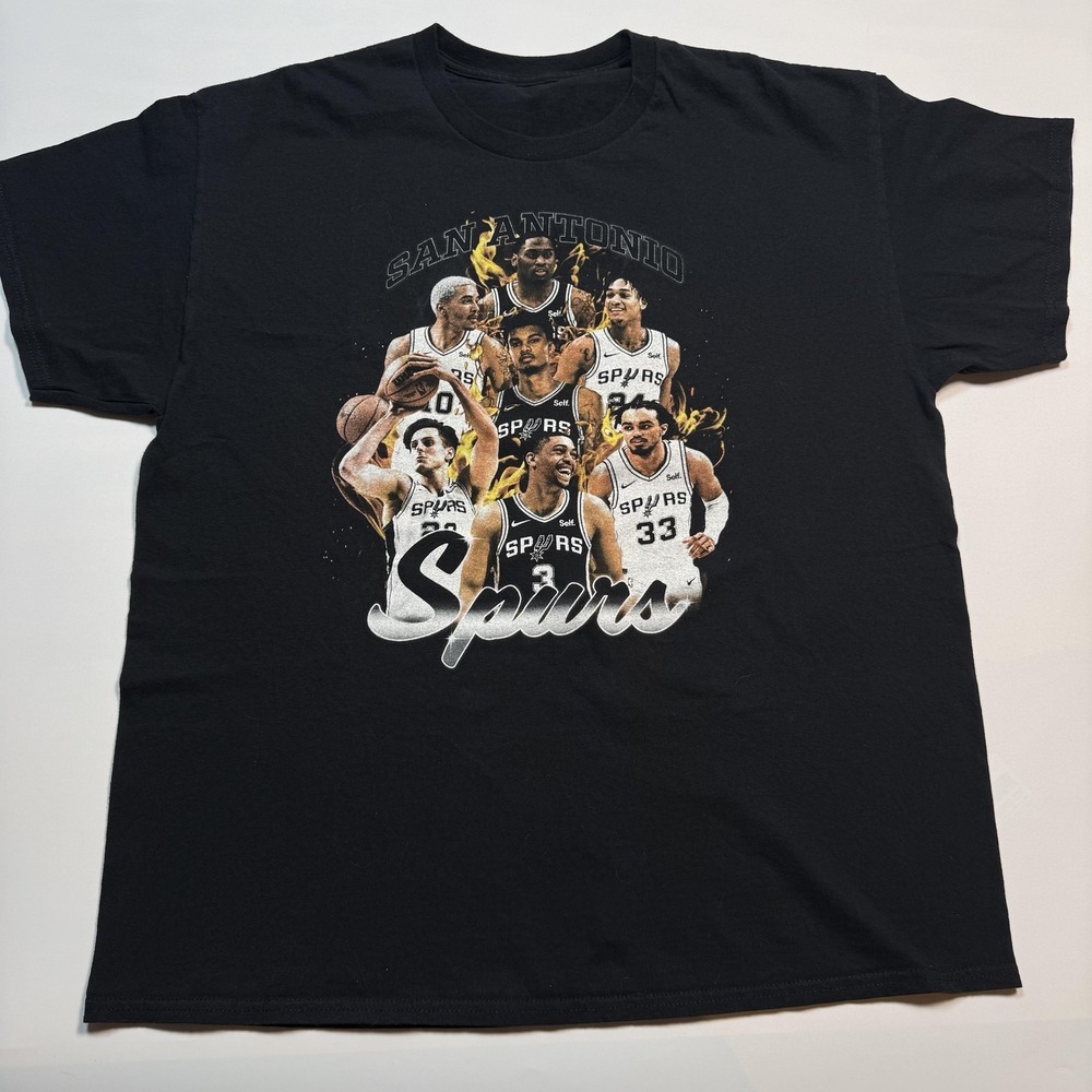 San‎ Antonio Spurs Shirt Mens XL Black Promo Boy Friend Tee Wemby Rookie Year